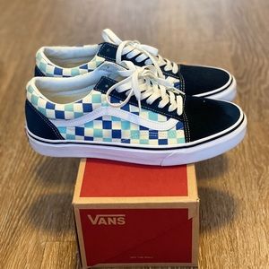Blue checkered authentic vans. Size 10